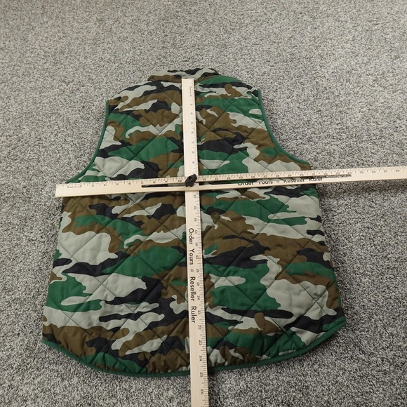 J Crew Vest Womens M Brown Green Camo Quilted Puffer Outdoor Hunting Full Zip - Picture 5 of 10